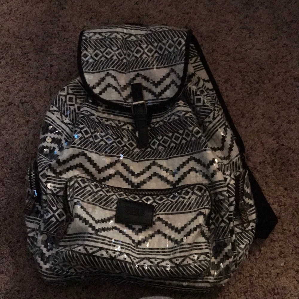 Black and White tribal PINK back pack with sequins